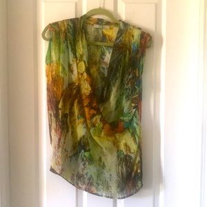 NWOT Robert Rodriguez silk drape front top sz M